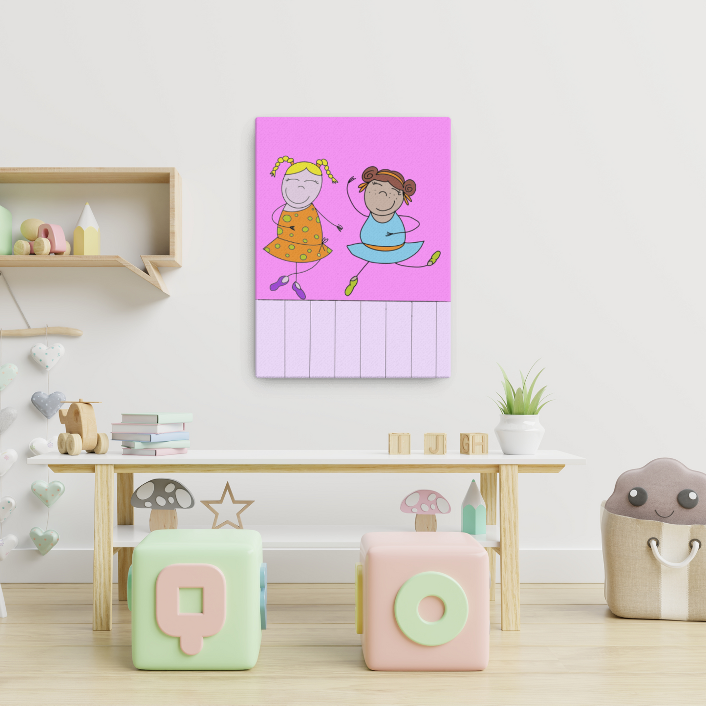 Ballerina Cicciotta - Quadro per bambini che trasmette un messaggio di accettazione e fiducia, perfetto come regalo nascita.