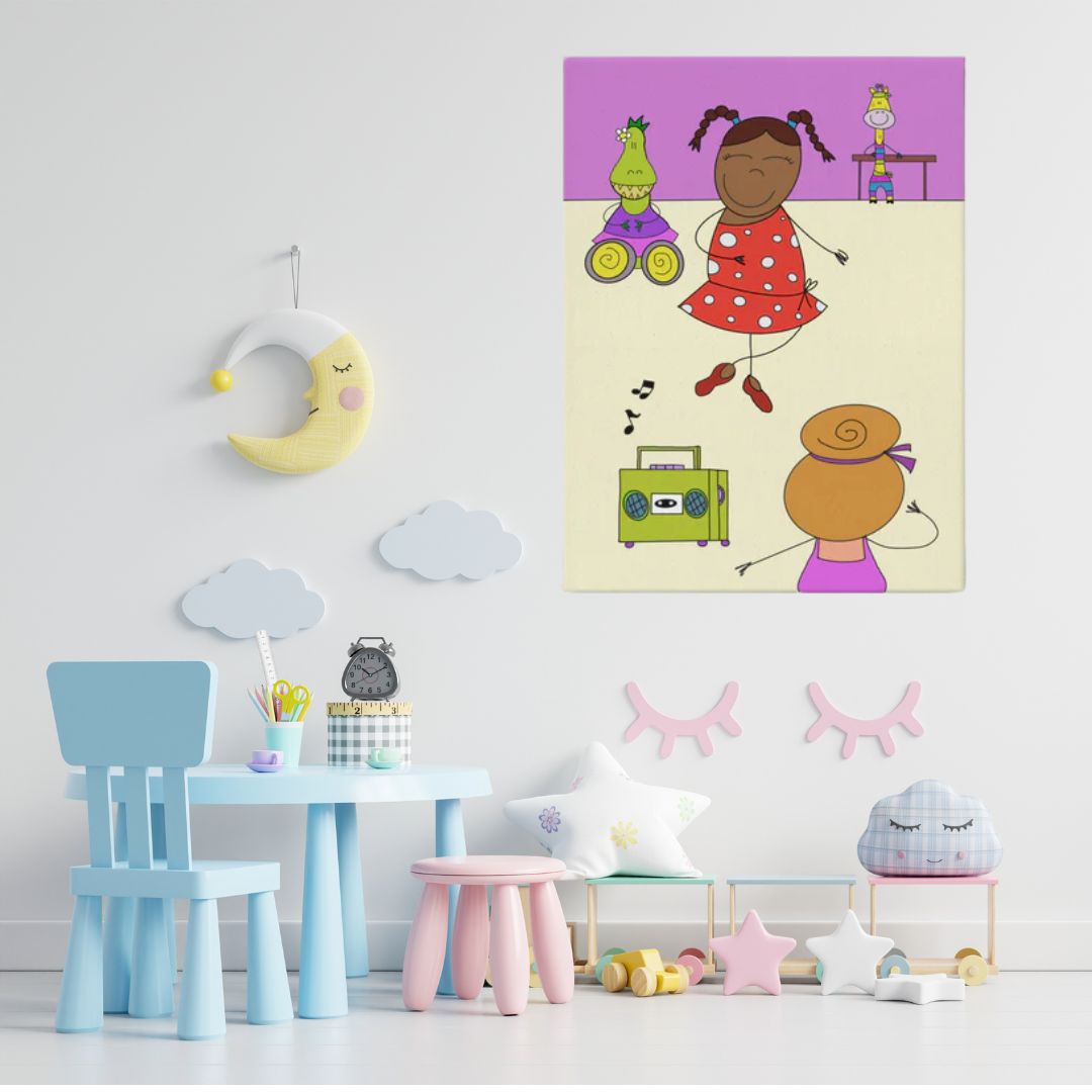 Decorazione cameretta bambini - Quadro inclusivo con ballerina cicciotta, dimensioni 20x30 cm, telaio in legno massello