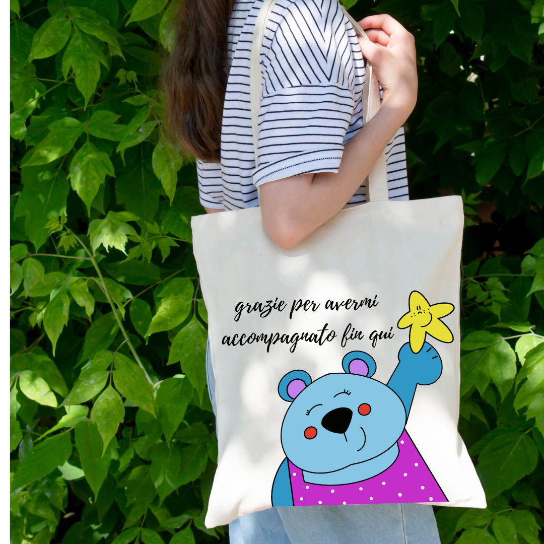 Shopper illustrata resistente per insegnanti o allenatori – regalo utile e affettuoso per la fine della scuola.
