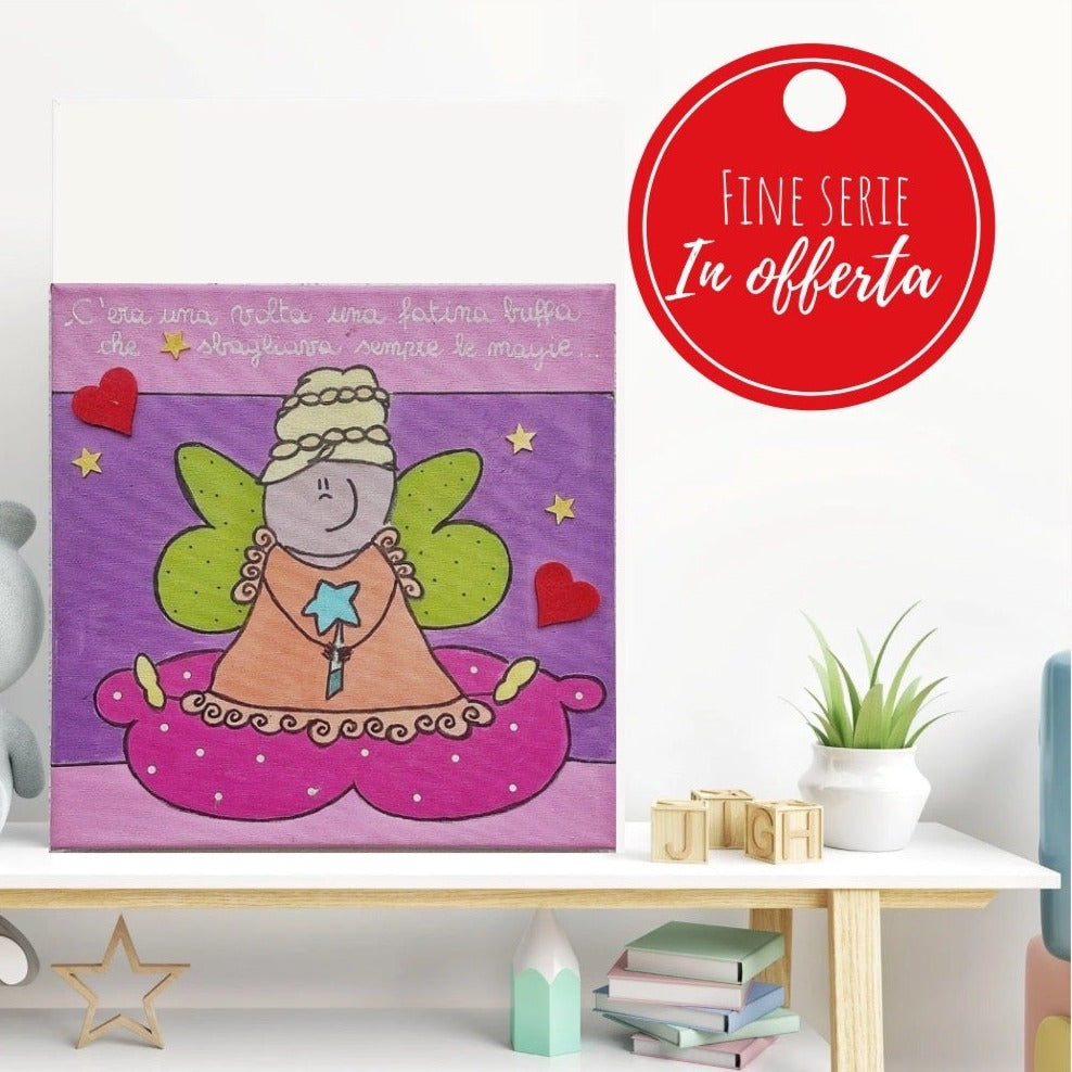 Quadro dipinto a mano "Fata Pasticciona", decorazione per cameretta bambini, quadro originale per bambini, regalo nascita e battesimo