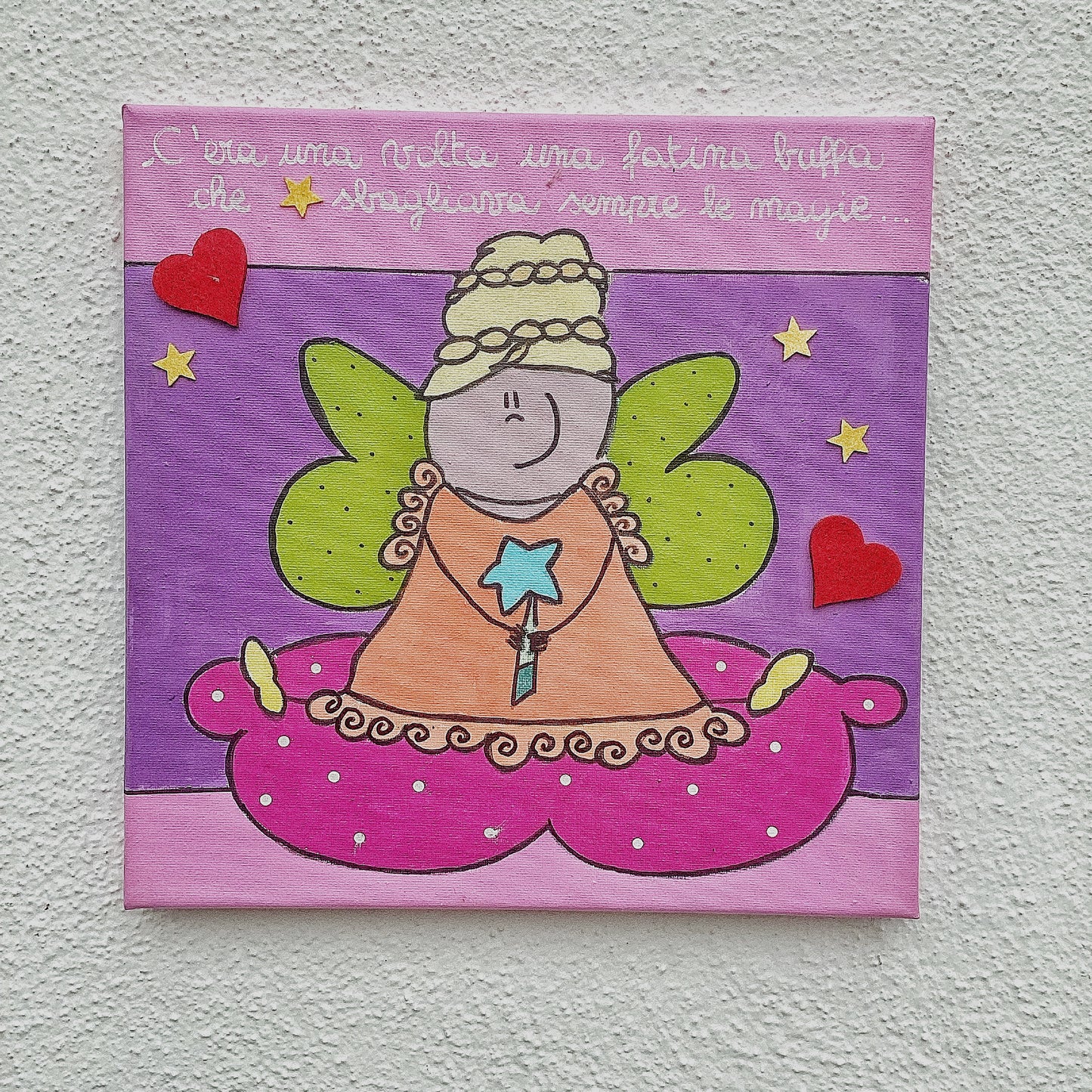 Quadro dipinto a mano "Fata Pasticciona", decorazione per cameretta bambini, quadro originale per bambini, regalo nascita e battesimo