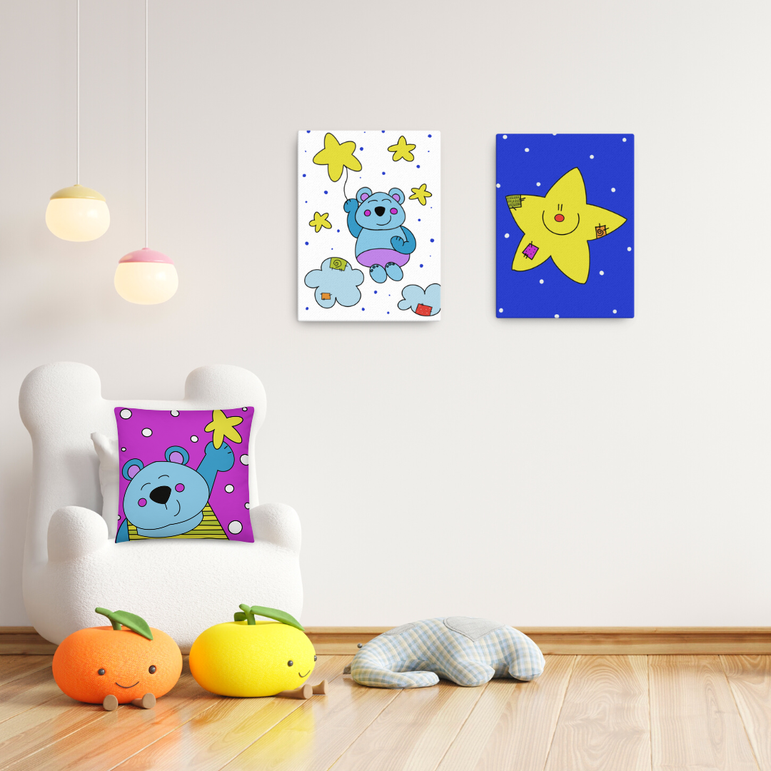 Stampa su tela con stellina e messaggio positivo per bambini, quadro 20x30 cm per cameretta
