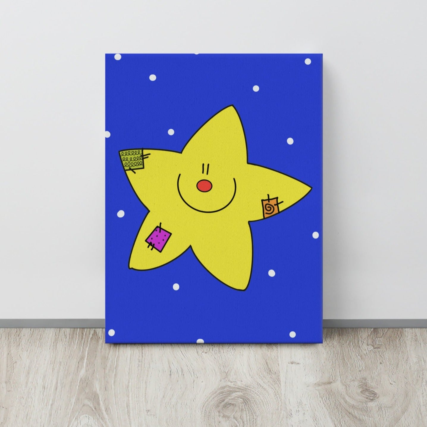 Stampa su tela con stellina e messaggio positivo per bambini, quadro 20x30 cm per cameretta