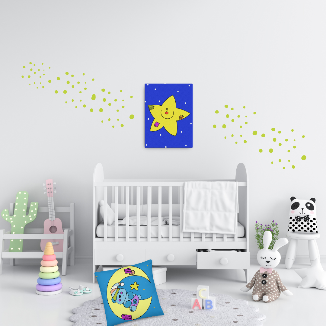Stampa su tela con stellina e messaggio positivo per bambini, quadro 20x30 cm per cameretta