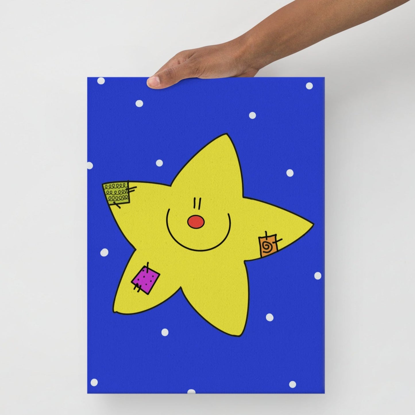 Stampa su tela con stellina e messaggio positivo per bambini, quadro 20x30 cm per cameretta