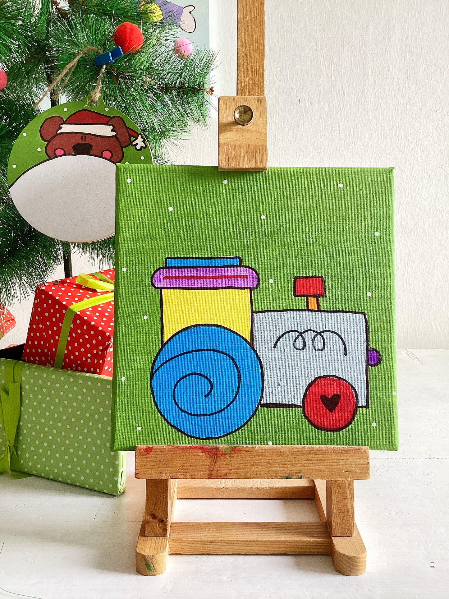 Quadro Trenino Verde + Decorazione il mio primo Natale -  Orsetto Natalizio da personalizzare