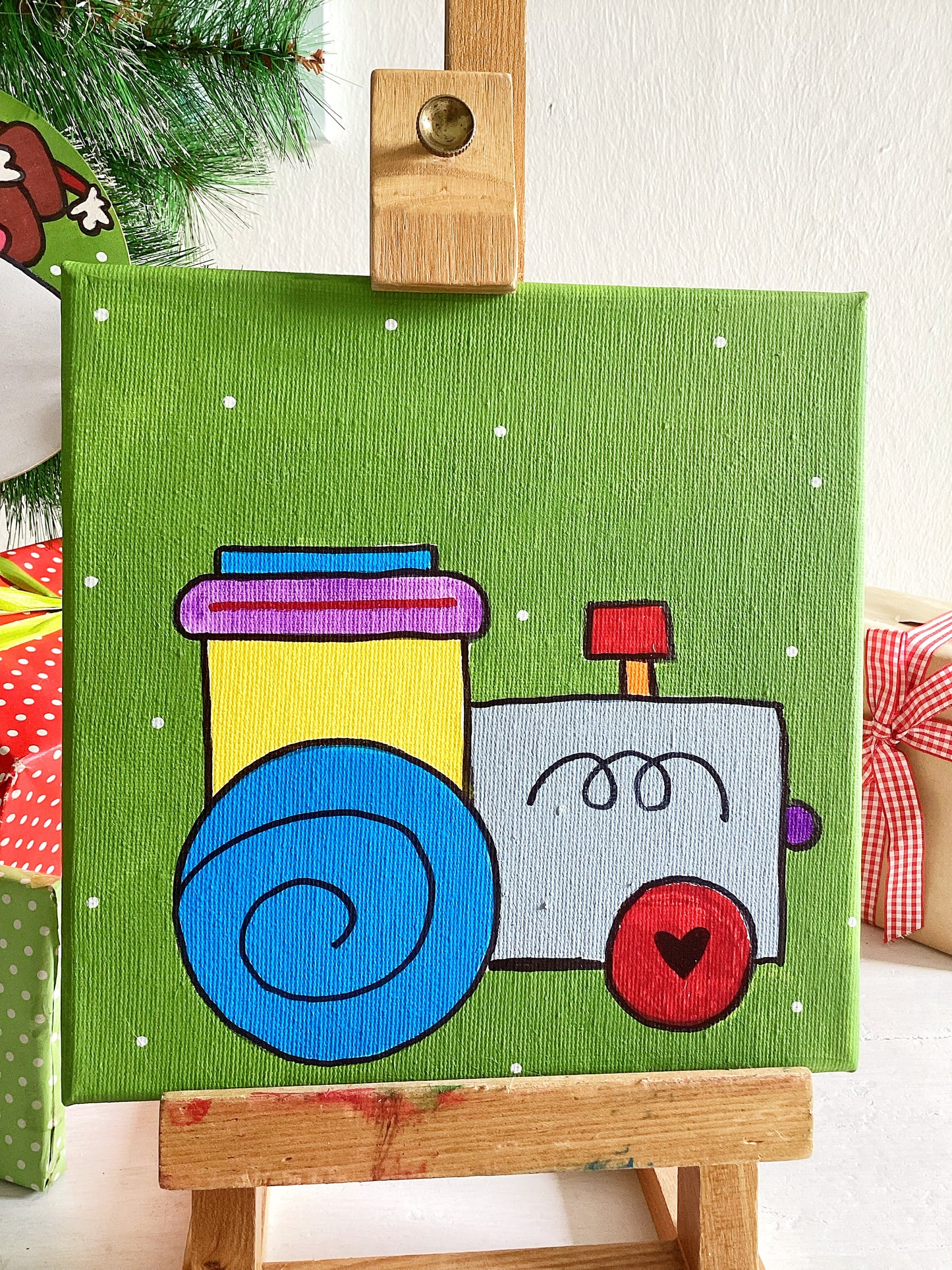 Quadro Trenino Verde + Decorazione il mio primo Natale -  Orsetto Natalizio da personalizzare