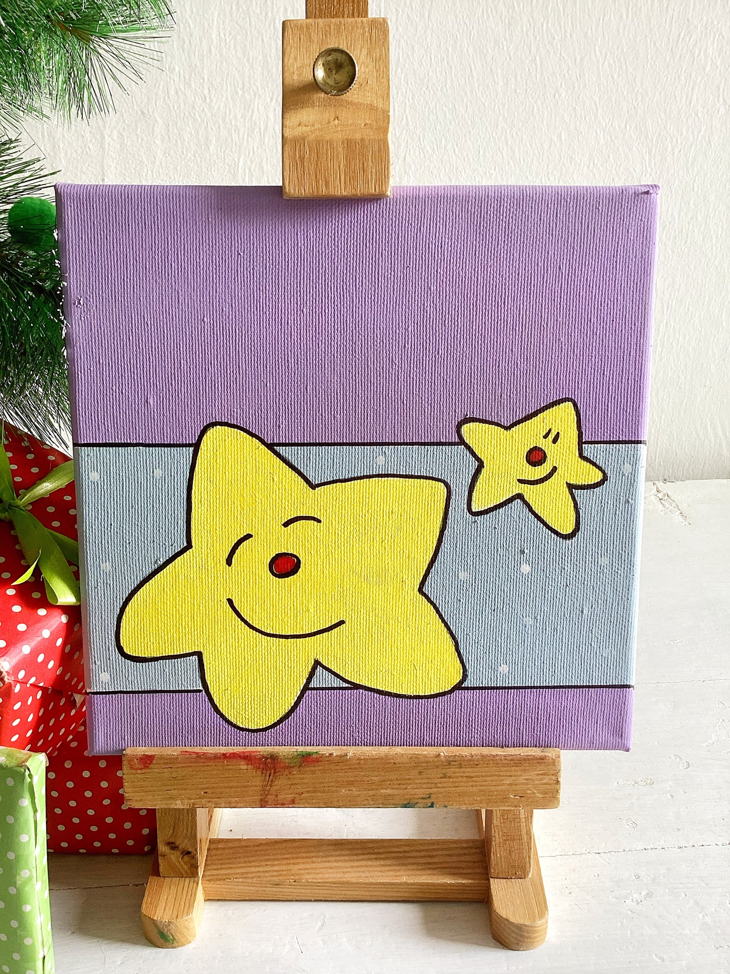 Quadro Stellina lilla + Decorazione il mio primo Natale - Orsetto Natalizio da personalizzare