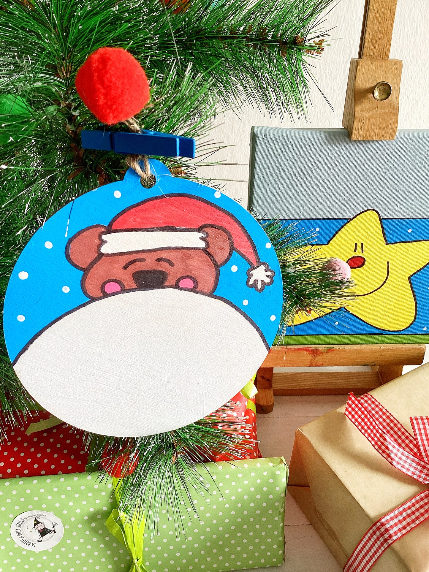 Quadro Stellina azzurro + Decorazione il mio primo Natale - Orsetto Natalizio da personalizzare