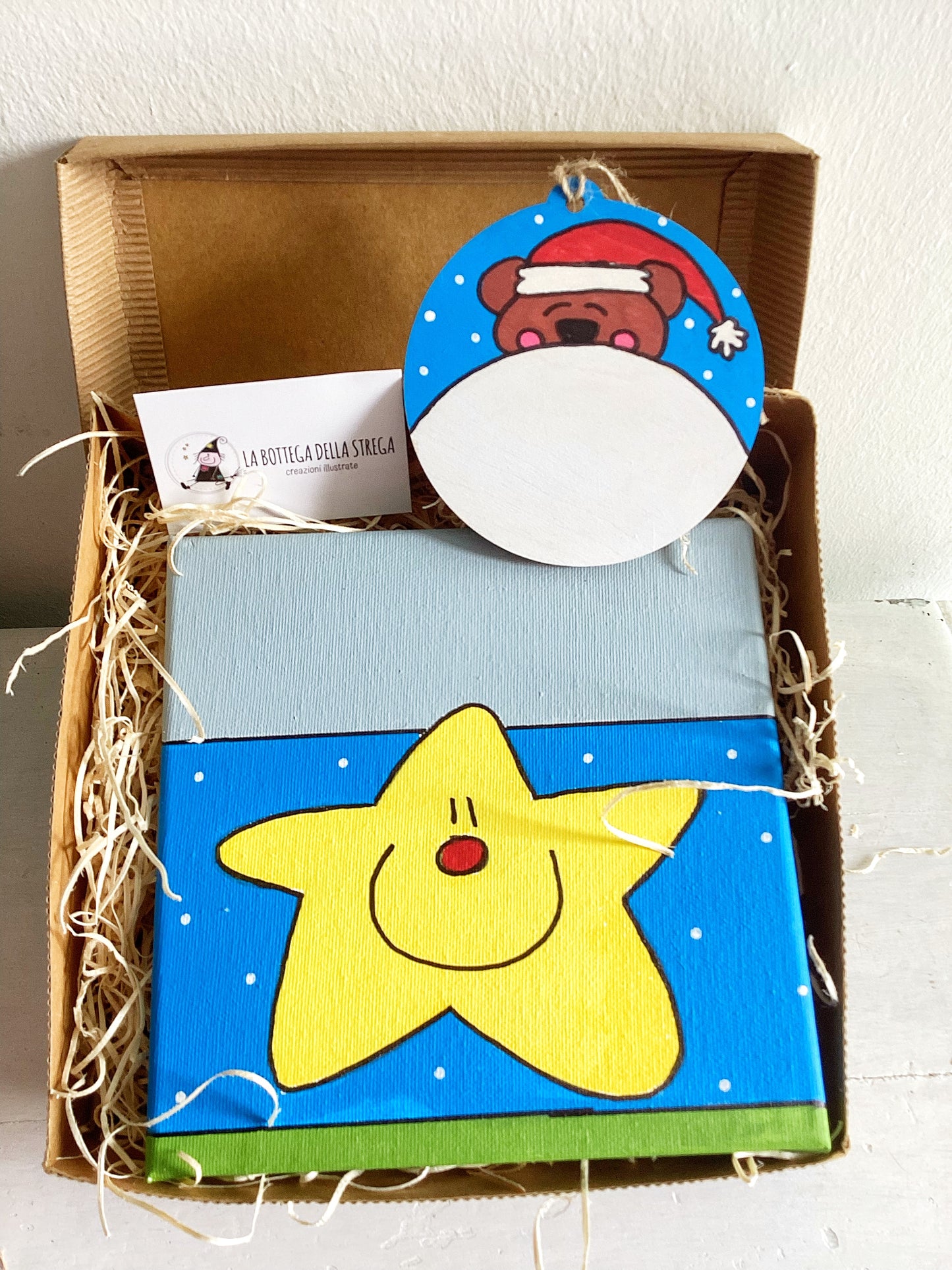 Quadro Stellina azzurro + Decorazione il mio primo Natale - Orsetto Natalizio da personalizzare