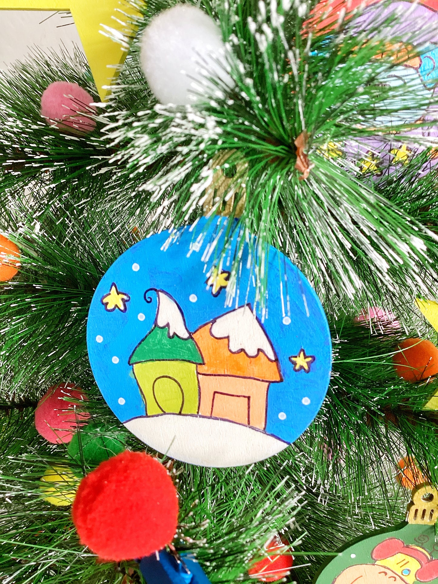 Quadro orsetto e decorazioni in legno personalizzate – Set regalo natalizio per bambini e famiglia