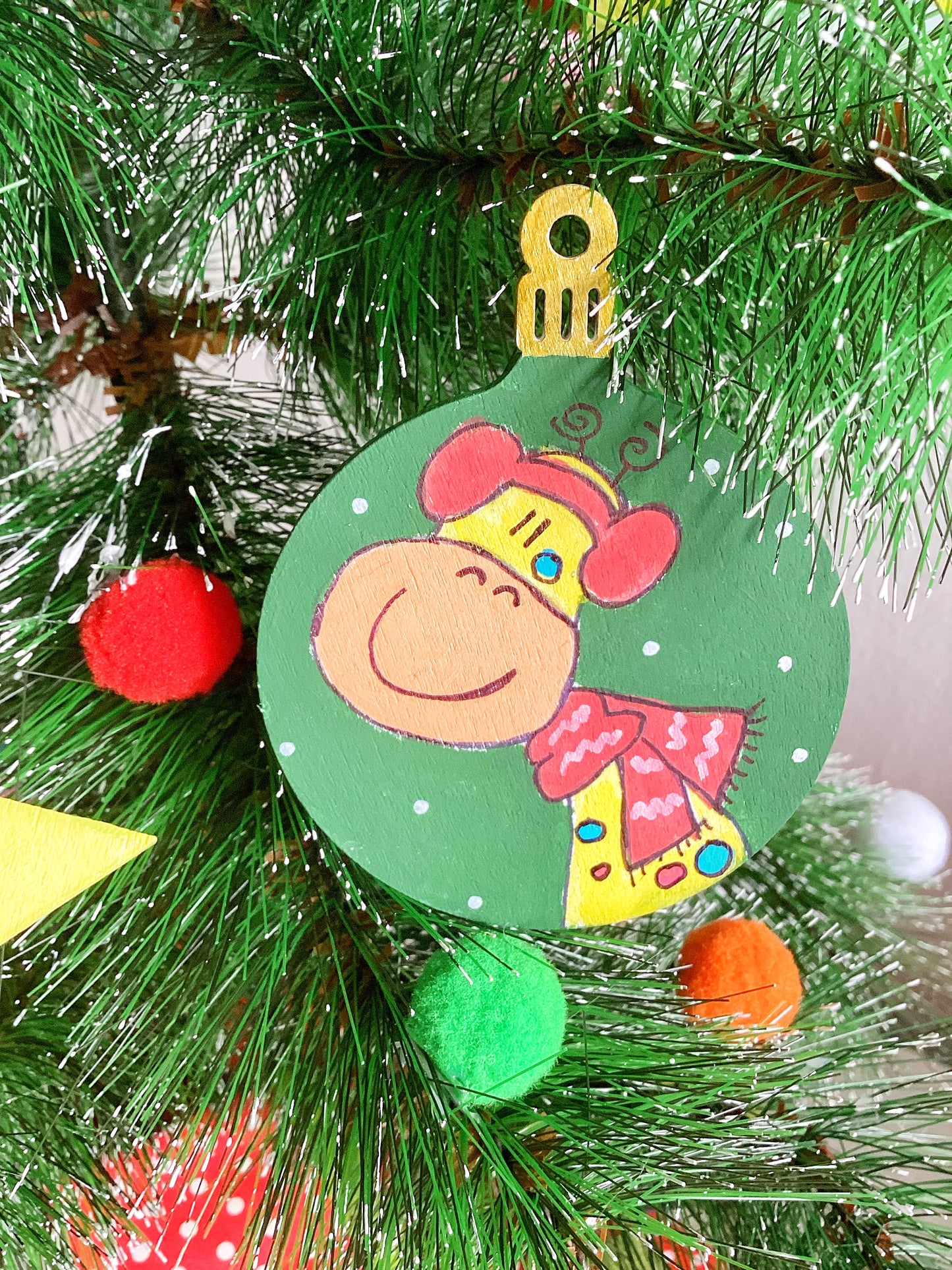 Quadro orsetto e decorazioni in legno personalizzate – Set regalo natalizio per bambini e famiglia