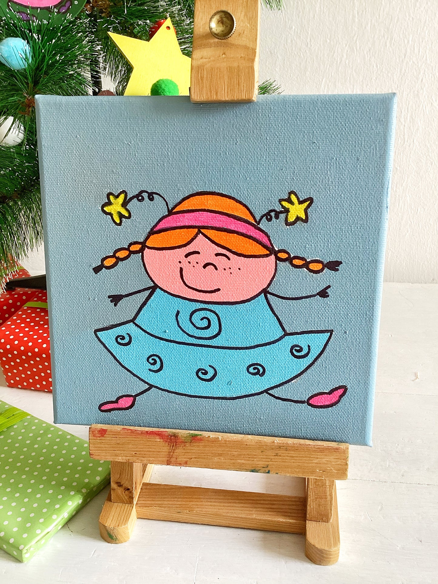 Quadro Ballerina e decorazioni in legno personalizzate – Set regalo natalizio per bambini e famiglia