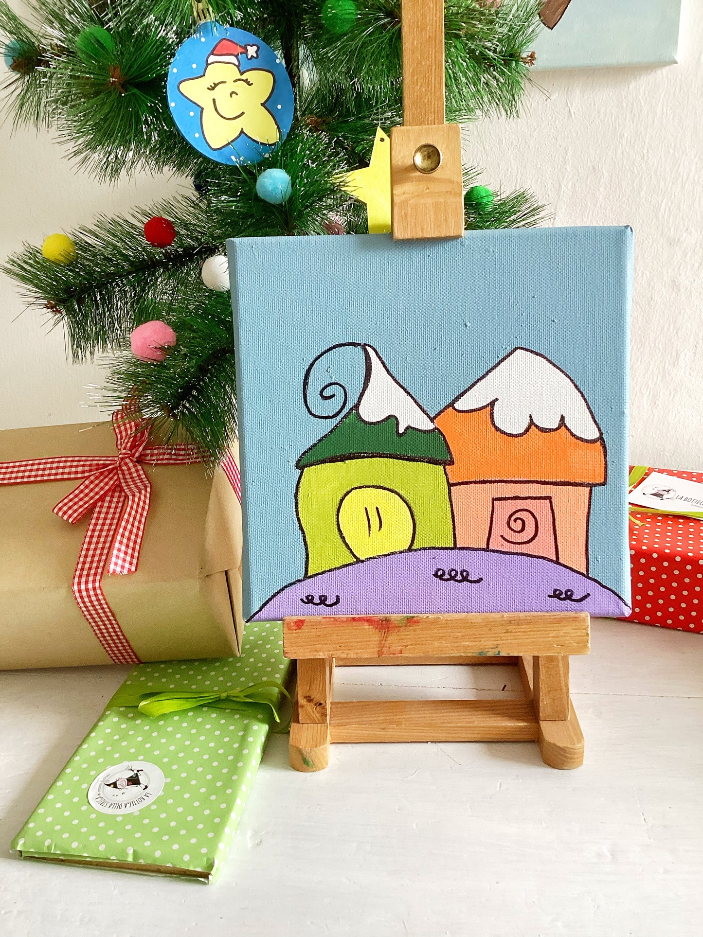 Quadro casette e decorazioni in legno personalizzate – Set regalo natalizio per bambini e famiglia