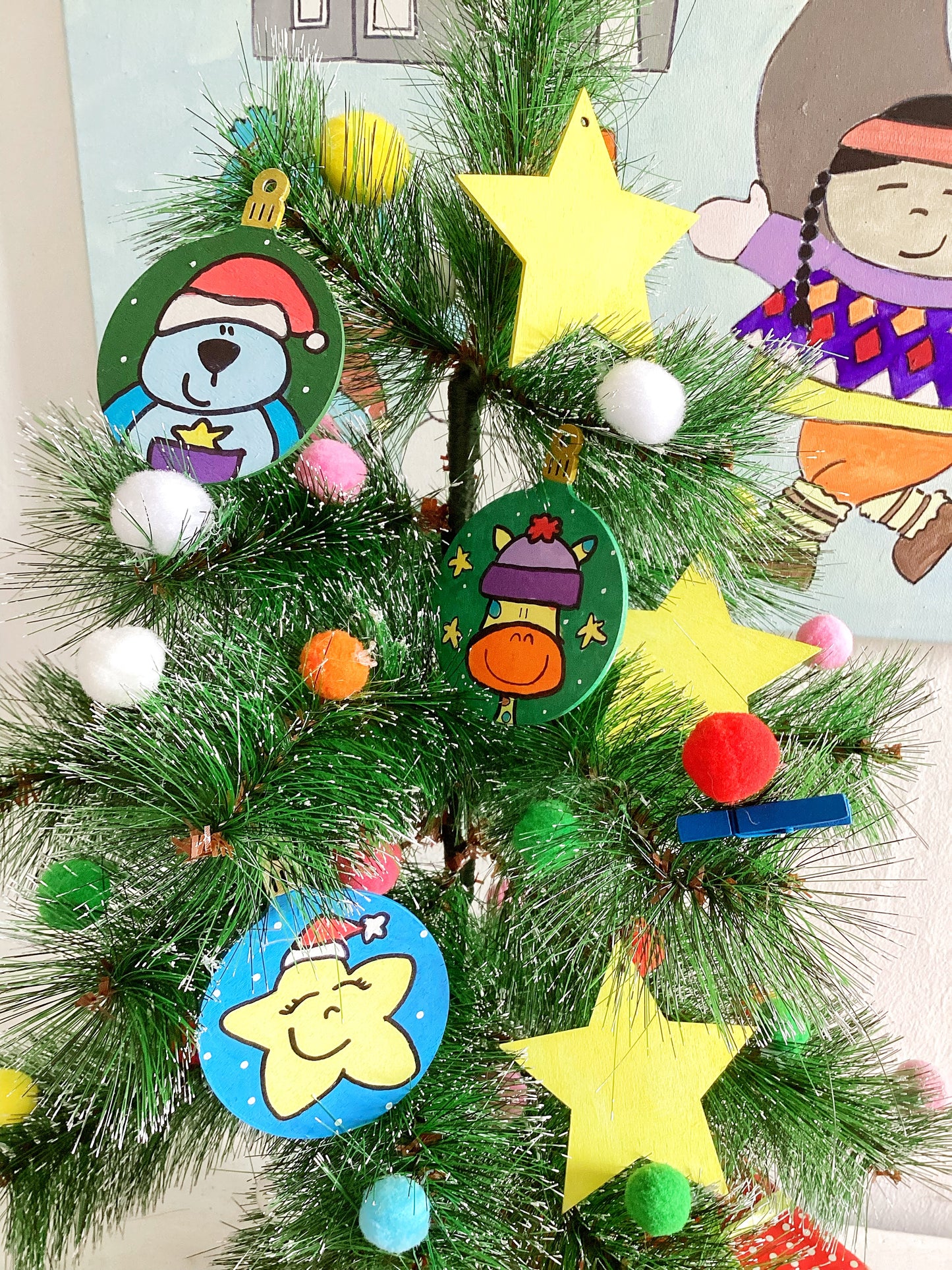 Quadro casette e decorazioni in legno personalizzate – Set regalo natalizio per bambini e famiglia