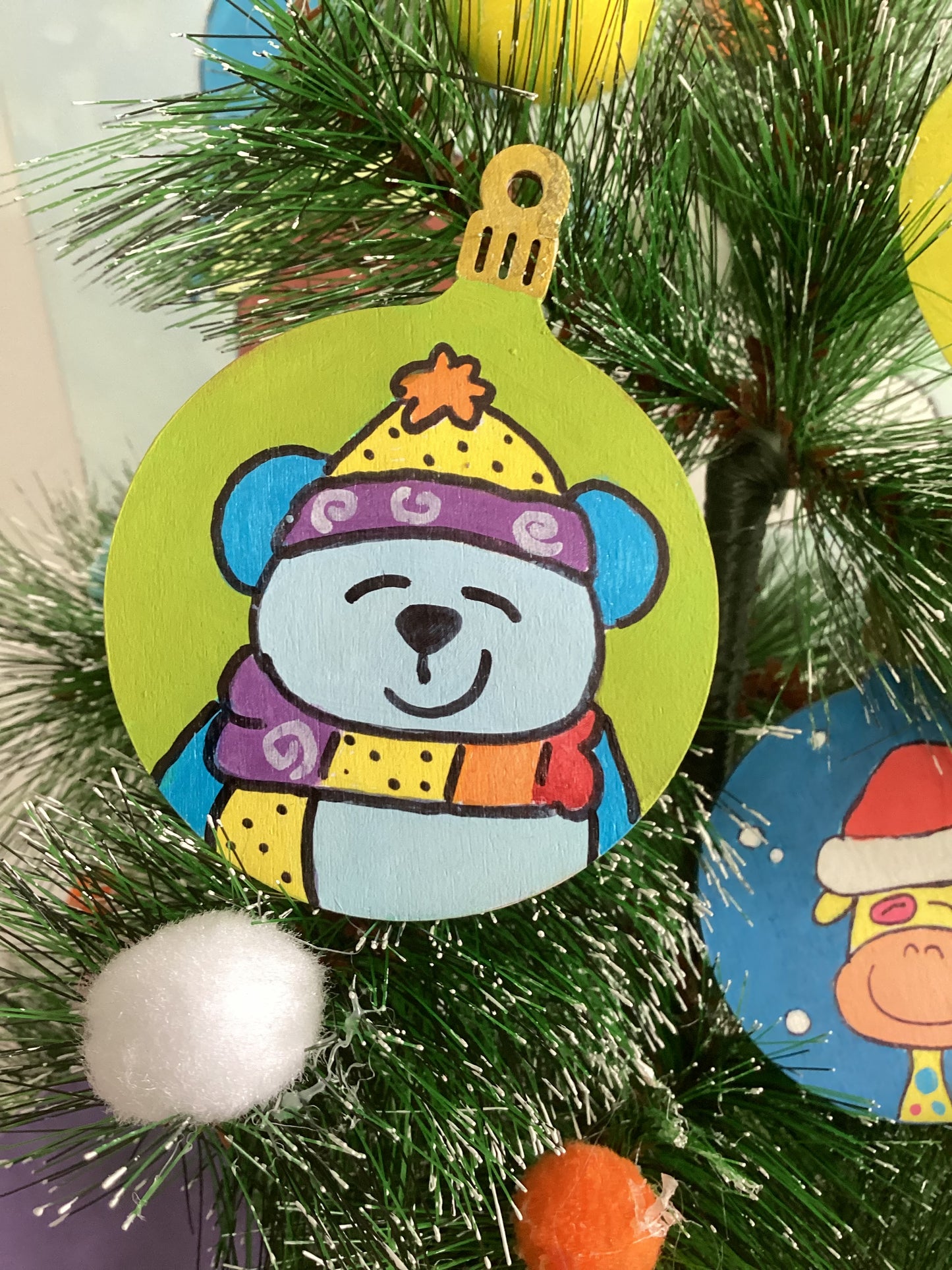 Quadro giraffa e decorazioni in legno personalizzate – Set regalo natalizio per bambini e famiglia