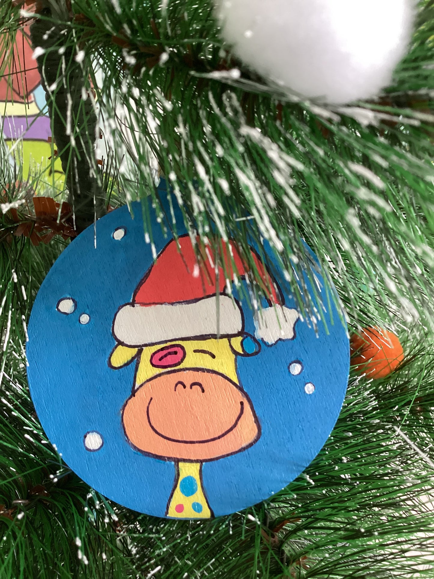 Quadro giraffa e decorazioni in legno personalizzate – Set regalo natalizio per bambini e famiglia