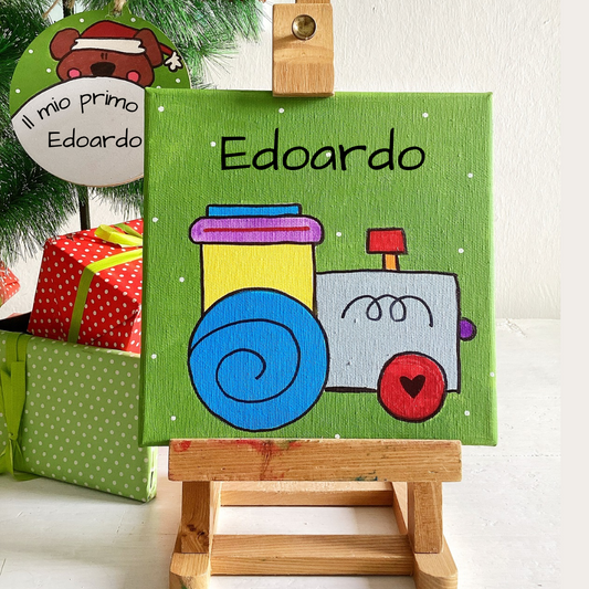 Quadro Trenino Verde + Decorazione il mio primo Natale -  Orsetto Natalizio da personalizzare