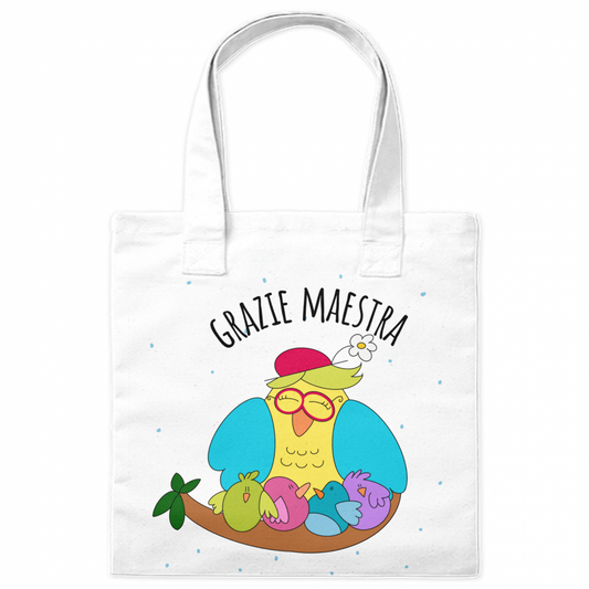 Borsa shopper con illustrazione "Grazie Maestra", regalo perfetto per insegnanti ed educatori,