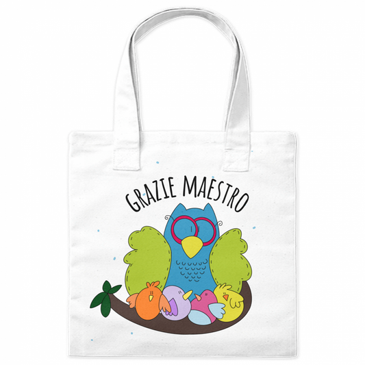 Borsa shopper con illustrazione "Grazie Maestro", regalo perfetto per insegnanti ed educatori